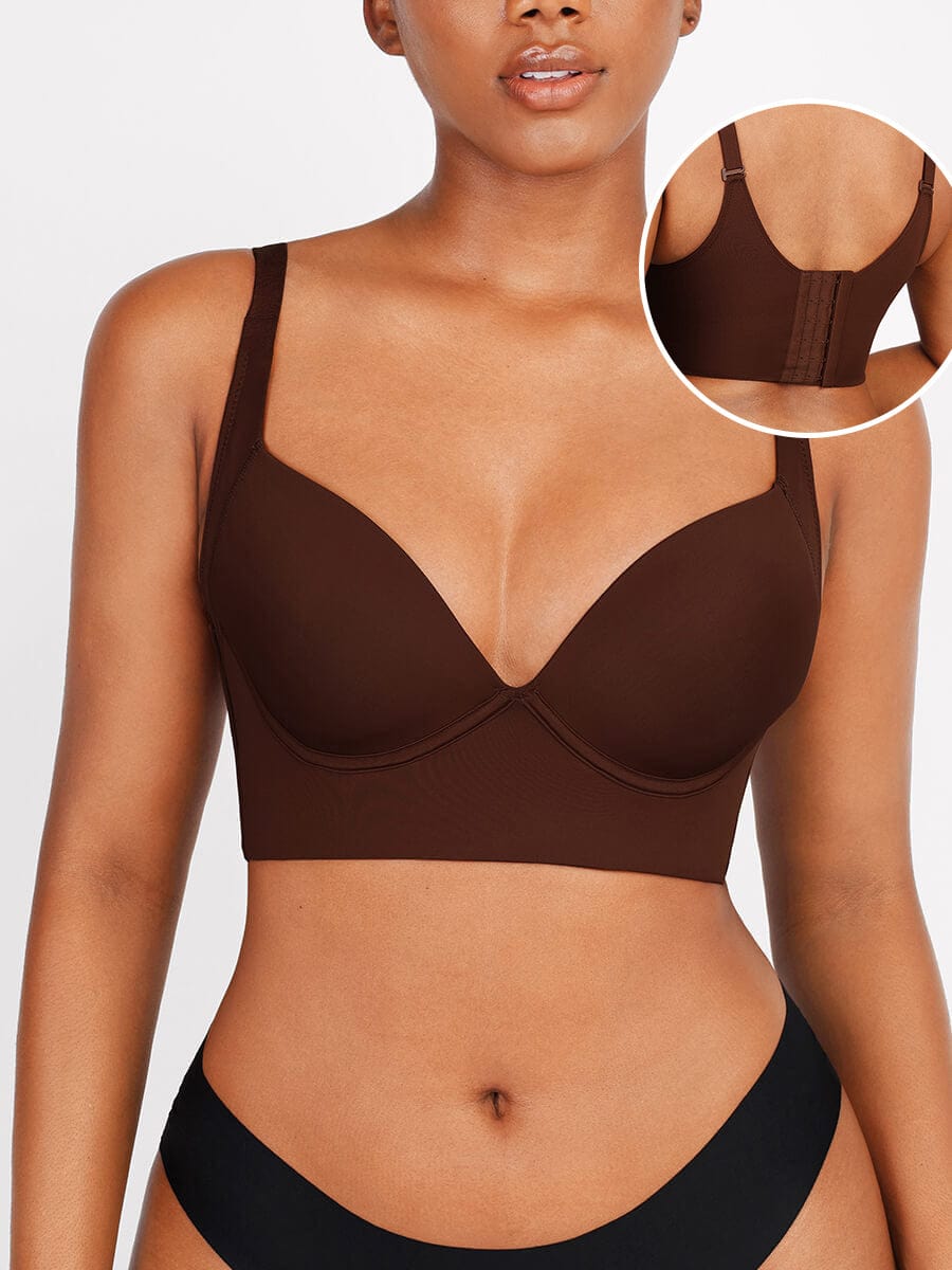 Wholesale Brown Underwire Push-Up Sculpting Uplift Hide Back Fat Full Coverage Bra