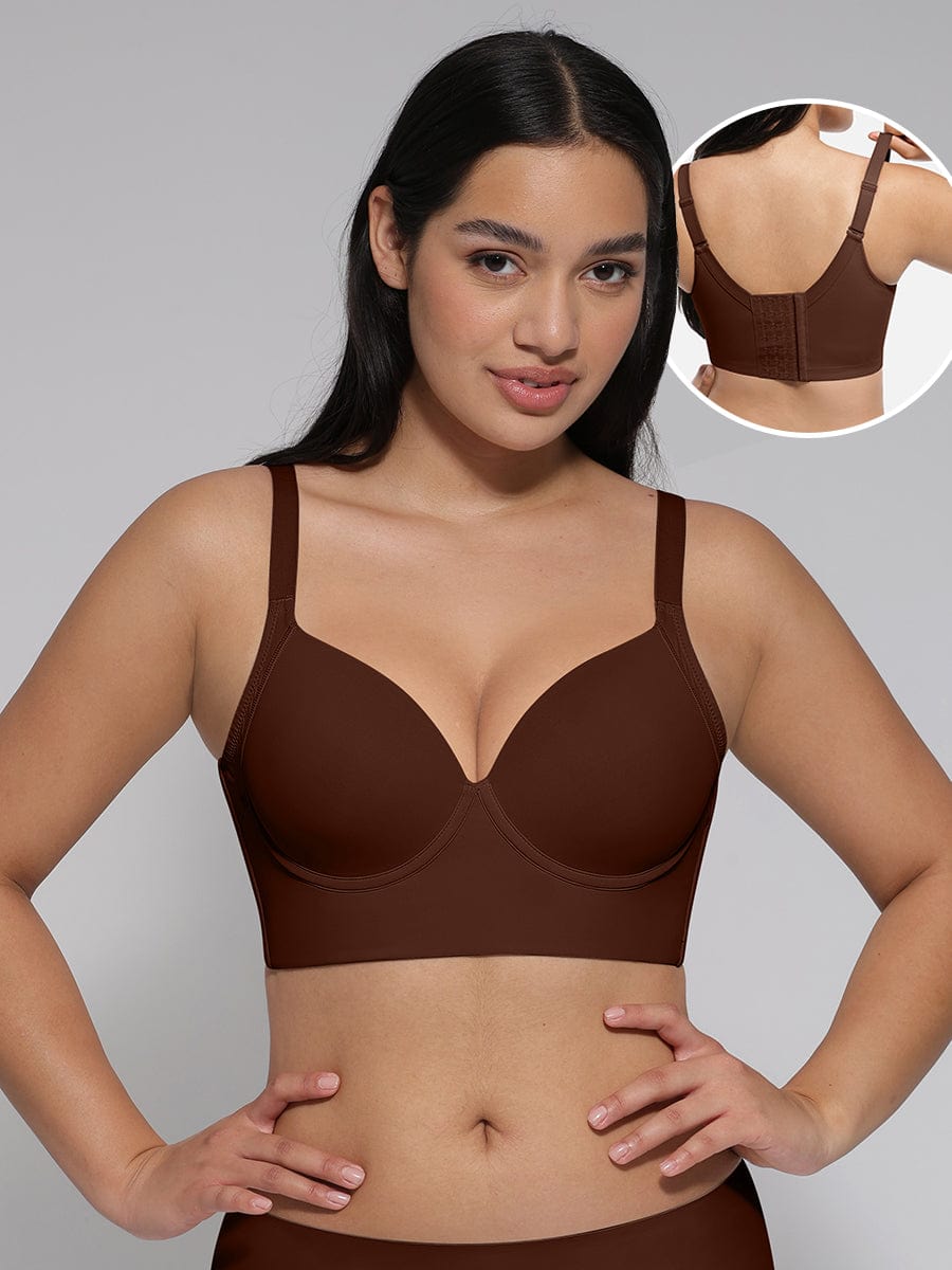 Wholesale Brown Underwire Push-Up Sculpting Uplift Hide Back Fat Full Coverage Bra