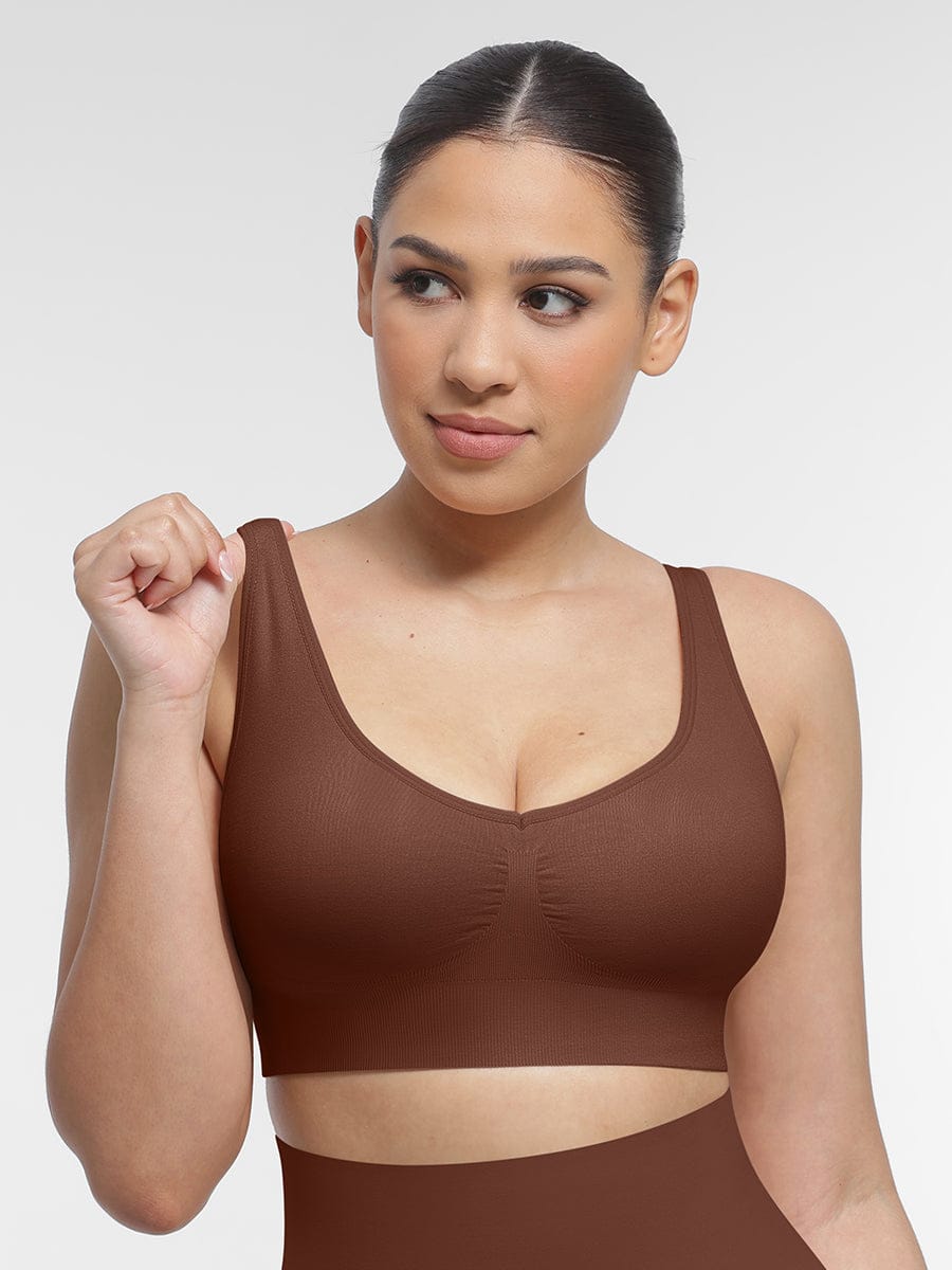 Wholesale Seamless Breast Support Back Fat Reduction Inner Bra With Removable cups