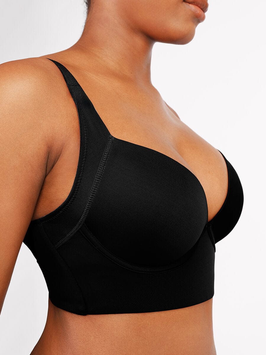 Wholesale Black Underwire Push-Up Sculpting Uplift Hide Back Fat Full Coverage Bra