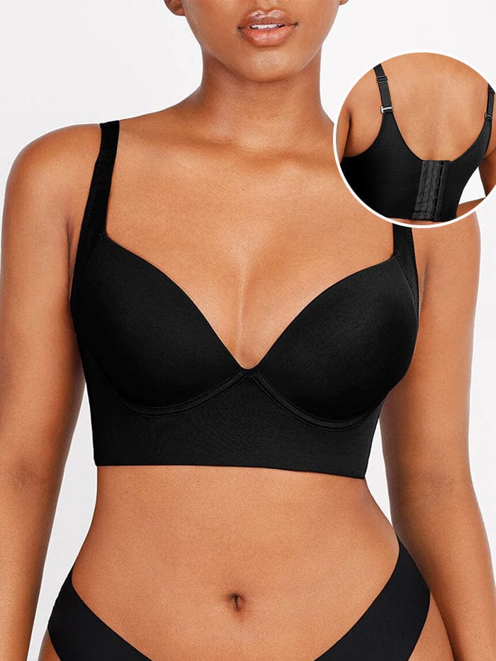 Wholesale Black Underwire Push-Up Sculpting Uplift Hide Back Fat Full Coverage Bra