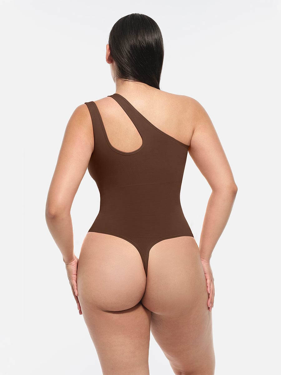 Wholesale One-shoulder Cut Out Waist and Abdomen Compression Shapewear Bodysuit
